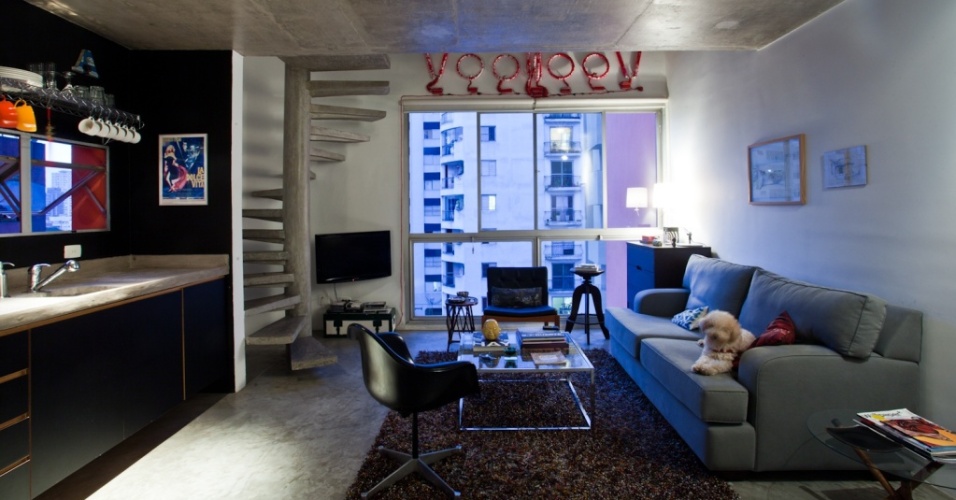 Sala de Estar do apartamento do designer Marcel Steiner