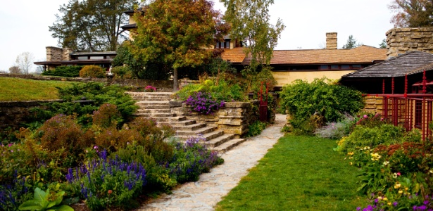 Jardim de Taliesin, antiga residência e estúdio do arquiteto Frank Lloyd Wright, também chamada de Taliesin, na região rurar de Spring Green, no Wisconsin, Estados Unidos - Narayan Mahon/The New York Times